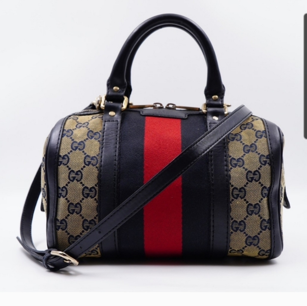 ❌️SOLD SOLD SOLD❌️Gucci Gg MonogramVintage Cherry Line mini Boston Bag - Picture 1 of 16